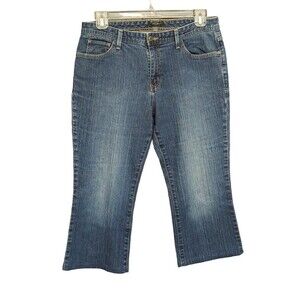 EDDIE BAUER Women’s Jeans Sz 12 (36x21.5) Mid Rise Cotton Denim Capri Pants READ